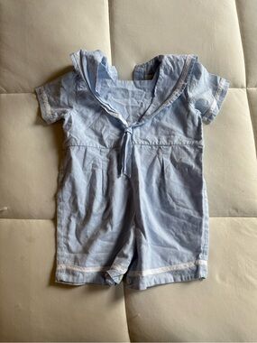 Stratsburg Light Blue Baby Sailor Romper